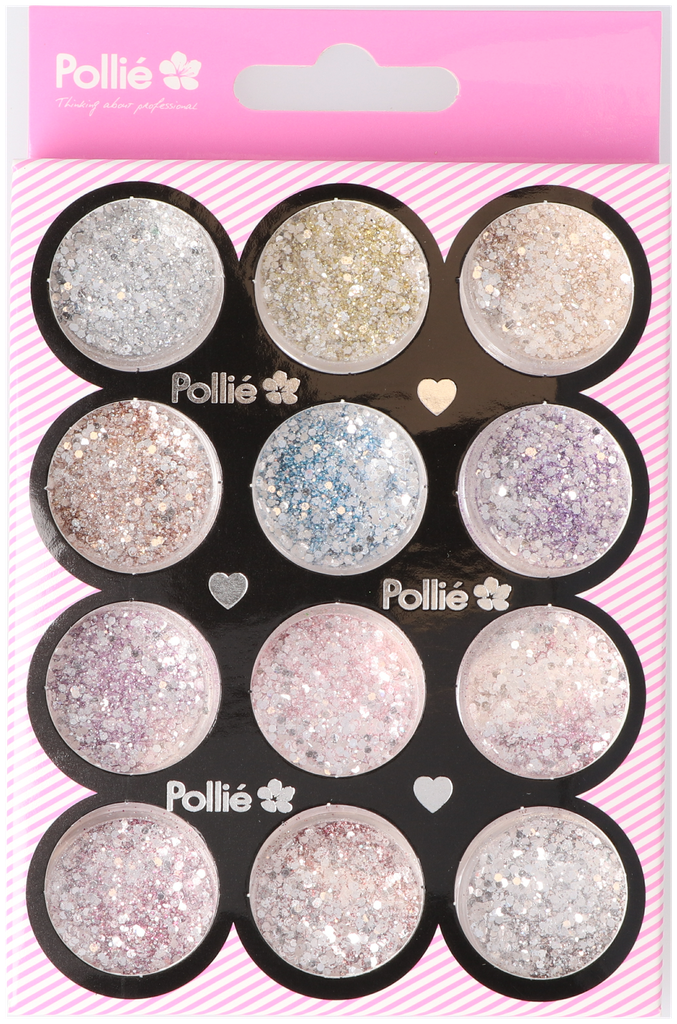 Surtido Brillo Nail Art 12 Colores