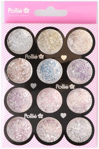 Surtido Brillo Nail Art 12 Colores