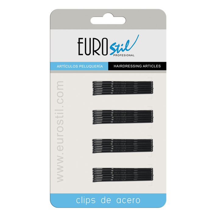 Carton 24 Clips Ond.Negro 50mm Eurostil