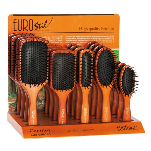 Cepillos con fuelle y mango de madera Eurostil